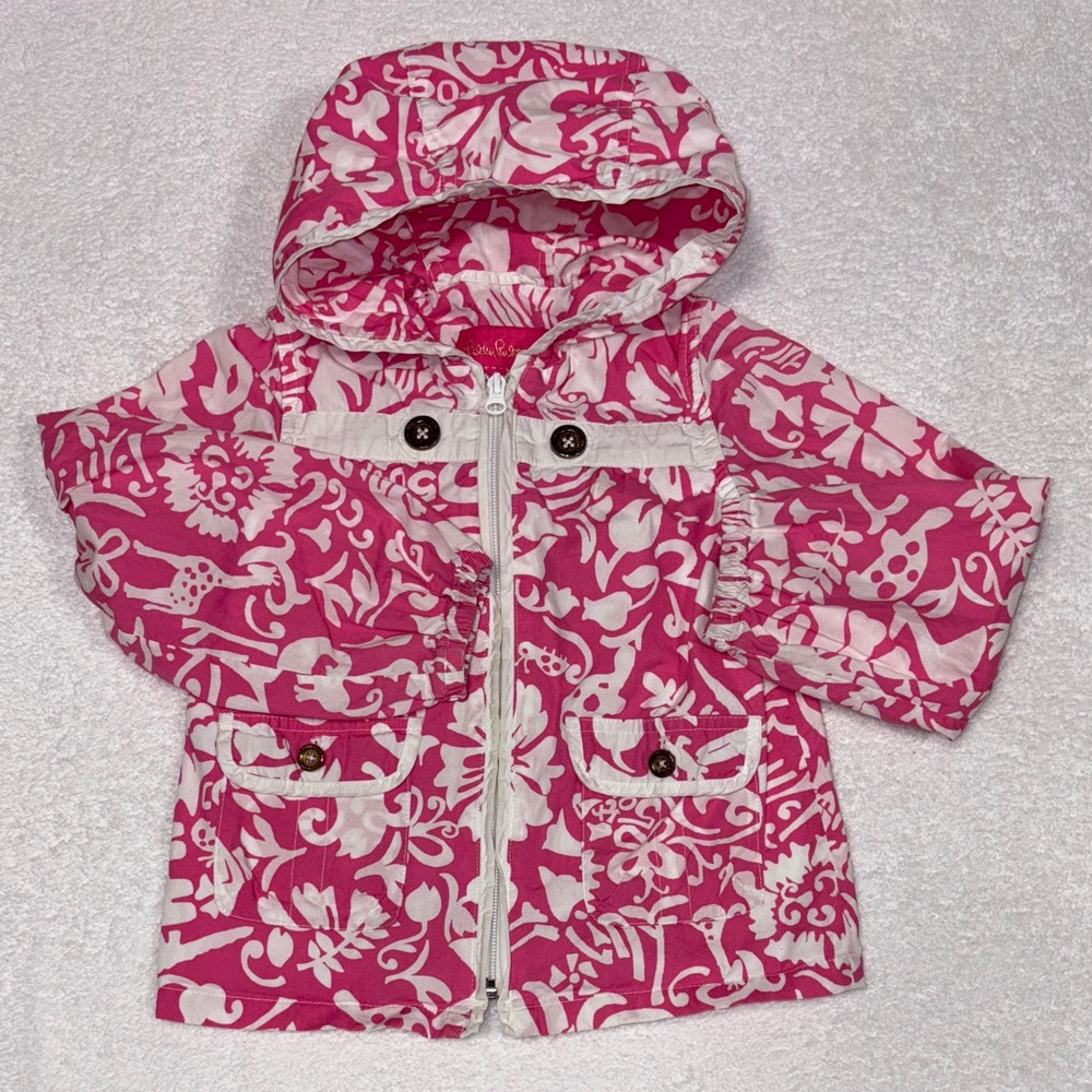 Lilly Pulitzer Jubilee girls North Shore Anorak pink parade size 6 tropical